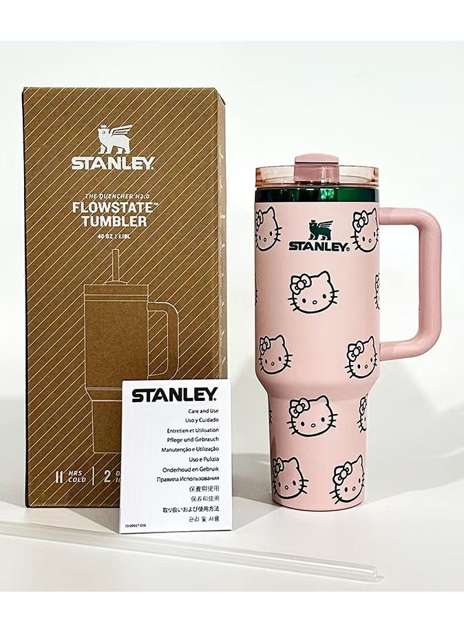 Stanley Stainless Steel Vacuum Insulated Bucket With Lid And Straw Suitable For Holding Water Iced Tea Coffee Milkshakes Etc With A Capacity Of. 40 oz.