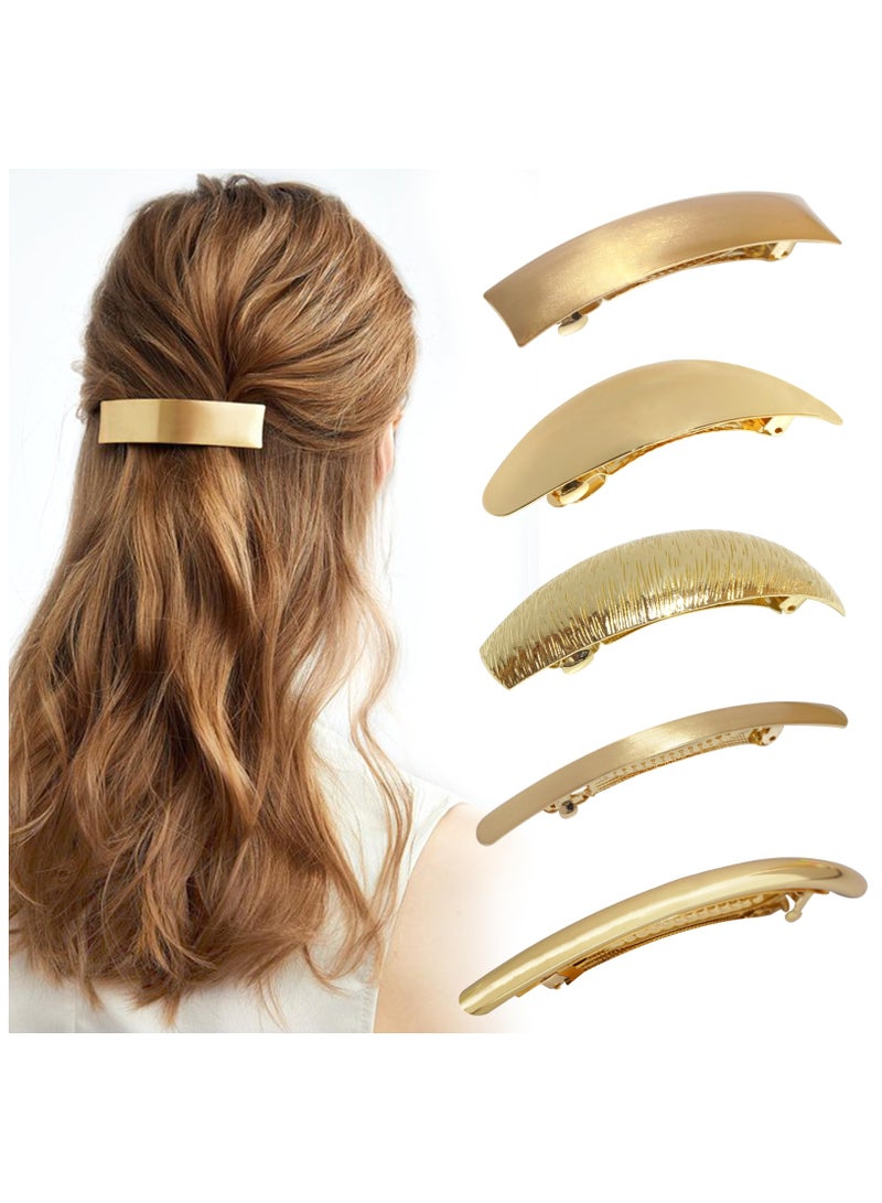 Maykawe Pack of 5 Women Hair Clips Metal Hair Pins Simple Retro Large Hair Barrettes French Clip Barrettes For Women Lady(Gold)  - Image 1