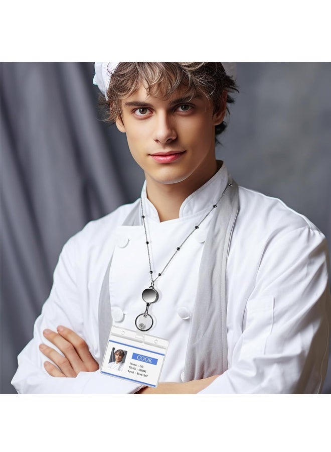 3PCS Badge Lanyard with Id Badge Holder Retractable Stainless Steel Teacher Lanyard Cruise Ship Lanyards for Girl Women - Image 2