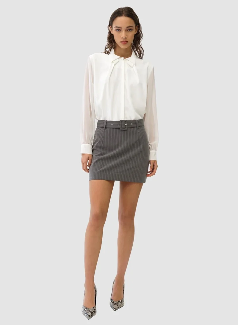 French Connection Summer White Arezzo Crepe Collar Detail Shirt for Women | Best Price UAE