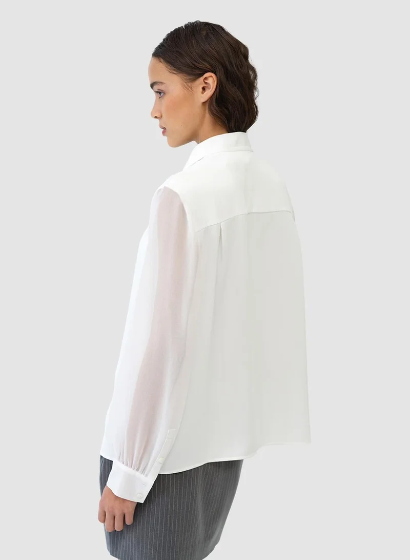 French Connection Arezzo Crepe Collar Detail Shirt