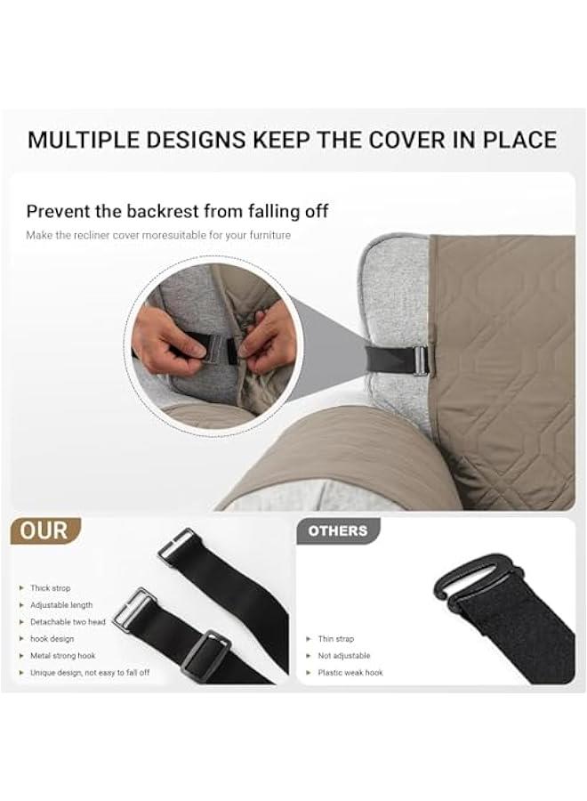 ميكسد Sofa Covers Waterproof Couch Cover Non-Slip Quilted Sofa Slipcover for Dogs Furniture Protector Cover for Pets with Adjustable Strap Washable (Khaki, Three Seats) - Image 5