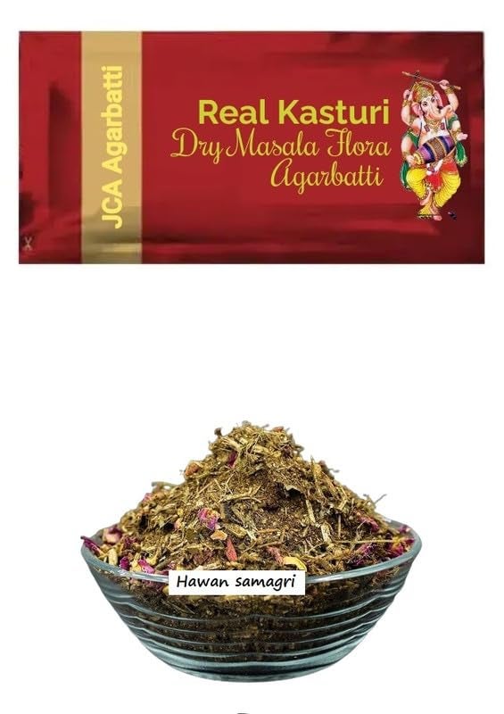 JCA JCA Real Kasturi Fragnance AgarbattiIncense Stick with Hawan Samgri Pouch for Special Pooja Festivals Occasions 360 Sticks 100 Gram Approx  - Image 1