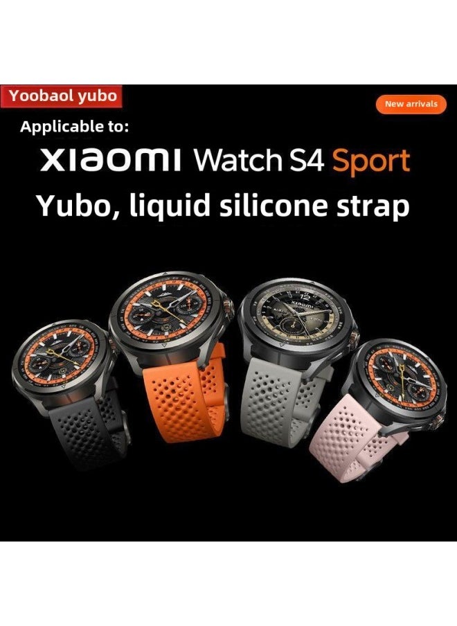 Generic Yu Bo Suitable For Xiaomi WatchS4sport Strap Breathable Silicone S3 Hole S2 Heat Dissipation S1 Summer Sports Wristband-Color:Liquid Silicone Multi-mesh Breathable Pin Buckle Strap [white] - Other Watch Self-measurement Interfaces [22mm]  - Image 2
