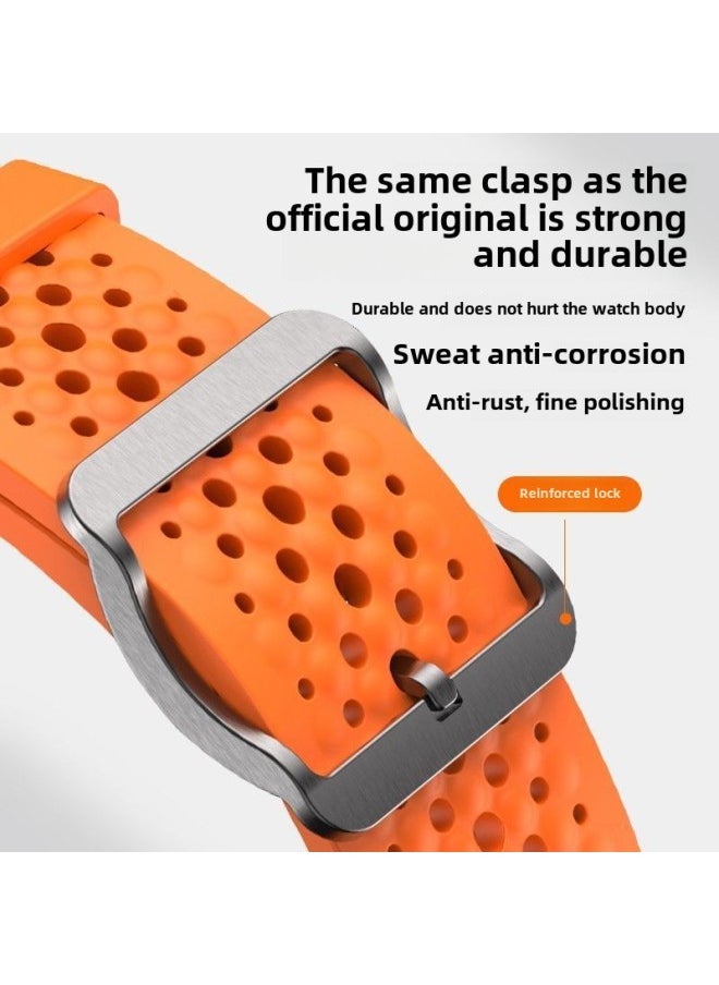 Generic Yu Bo Suitable For Xiaomi WatchS4sport Strap Breathable Silicone S3 Hole S2 Heat Dissipation S1 Summer Sports Wristband-Color:Liquid Silicone Multi-mesh Breathable Pin Buckle Strap [white] - Other Watch Self-measurement Interfaces [22mm]  - Image 4