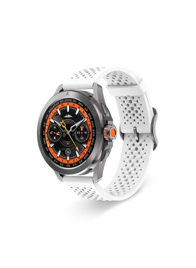 Generic Yu Bo Suitable For Xiaomi WatchS4sport Strap Breathable Silicone S3 Hole S2 Heat Dissipation S1 Summer Sports Wristband-Color:Liquid Silicone Multi-mesh Breathable Pin Buckle Strap [white] - Other Watch Self-measurement Interfaces [22mm]  - Image 1