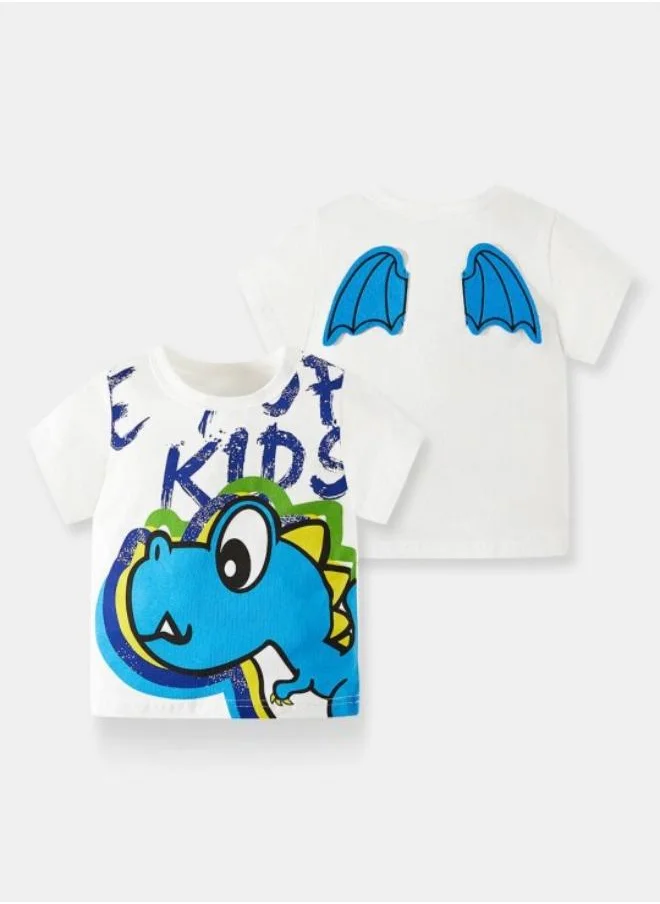 YUNIQEE White Printed Short Sleeve Crew Neck T-Shirt