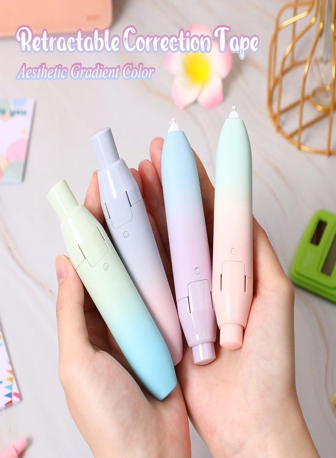 Dinifee 4 Pcs Quick Dry Correction Tape Aesthetic Gradient Color Refillable Retractable Mini Small Correction Tape Cute Correction Pen Kawaii Japanese Office Supplies Easy to Use Applicator for School - Image 4