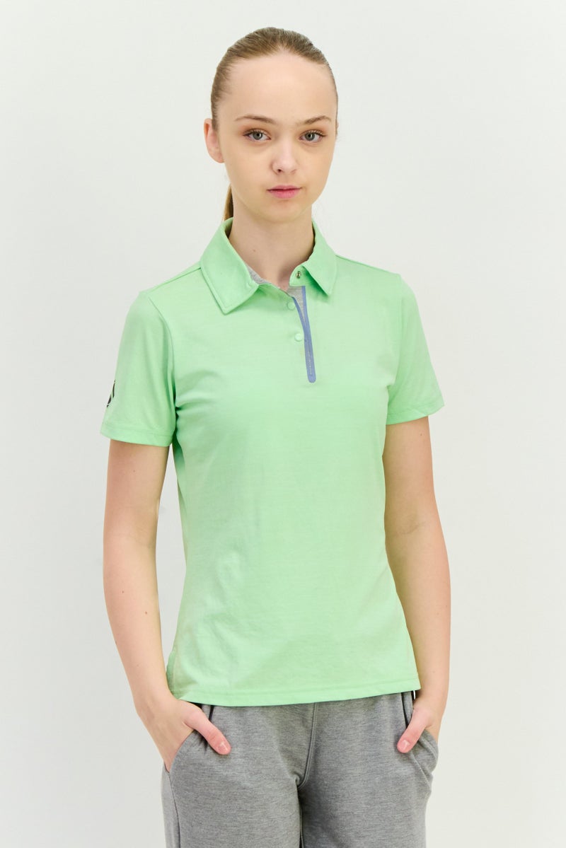 SKECHERS Women Sportswear Fit Short Sleeve Outdoor Polo Shirt, Light Green  - Image 1