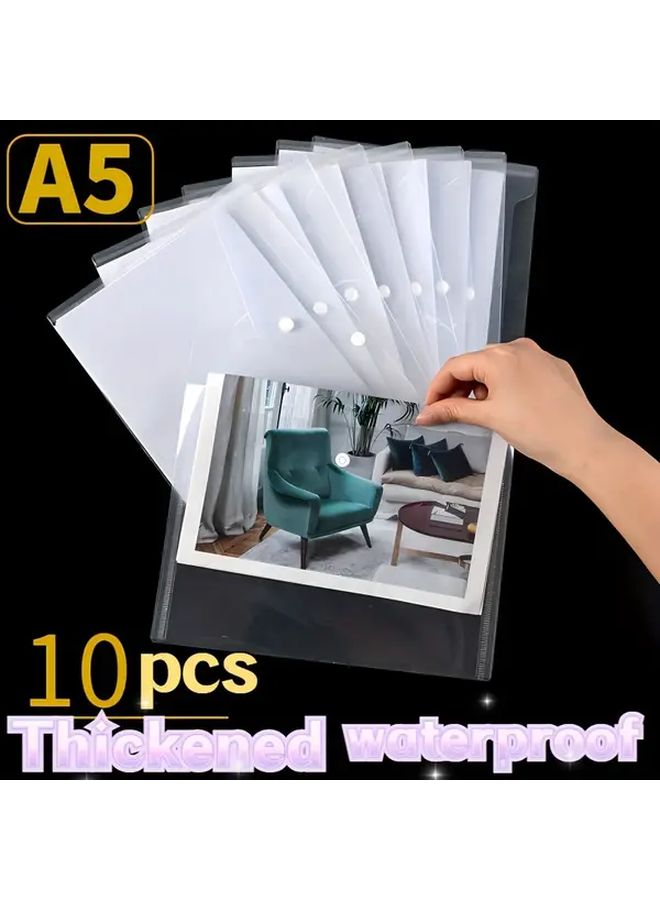 10 Pcs Thickened Waterproof A5 PP File Bags Transparent Classic Office School - Image 4