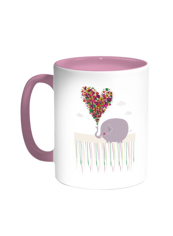 RKN Romantic Printed Coffee Mug Pink/White 11ounce - Image 1