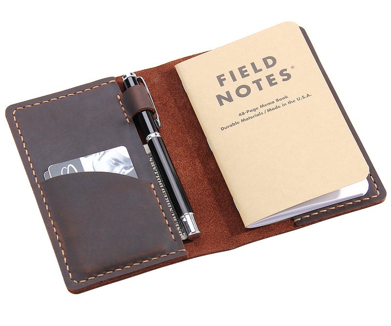 Robrasim Leather Journal Cover for Field Notes, Notebook Cover for Moleskine Cahier, Handmade Vintage Leather Cover for 3.5" x 5.5" Notebooks, Coffee - Image 1