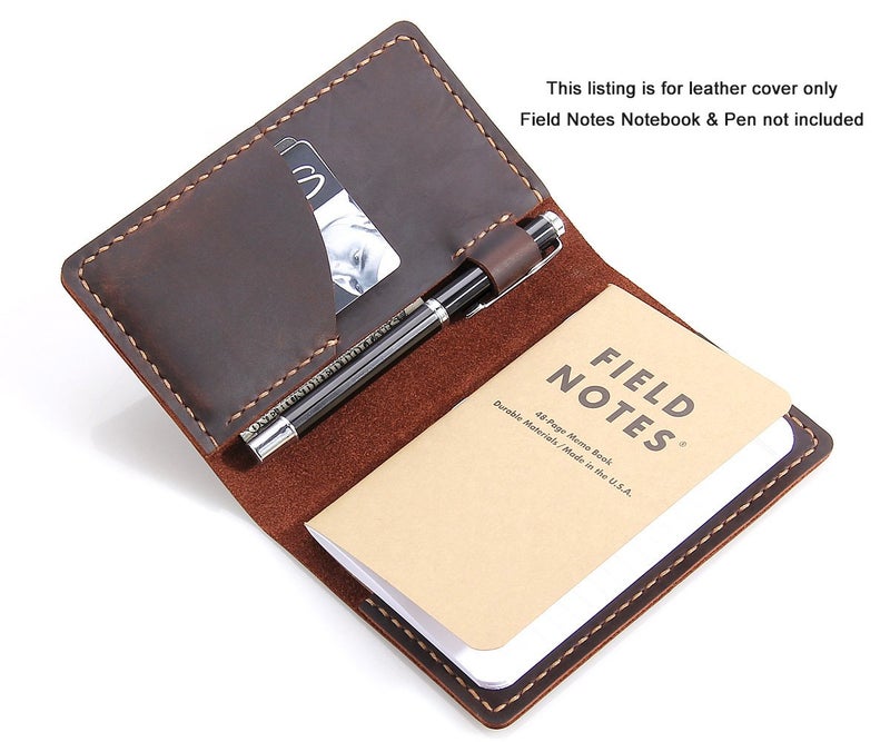 Robrasim Leather Journal Cover for Field Notes, Notebook Cover for Moleskine Cahier, Handmade Vintage Leather Cover for 3.5" x 5.5" Notebooks, Coffee - Image 4