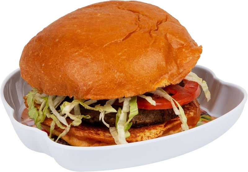 Mind Reader Burger Serving Plate Set Hosting Essentials Outdoor Kitchen Accessory Melamine 7 L x 7 W x 1 H 4 pcs White - Image 5