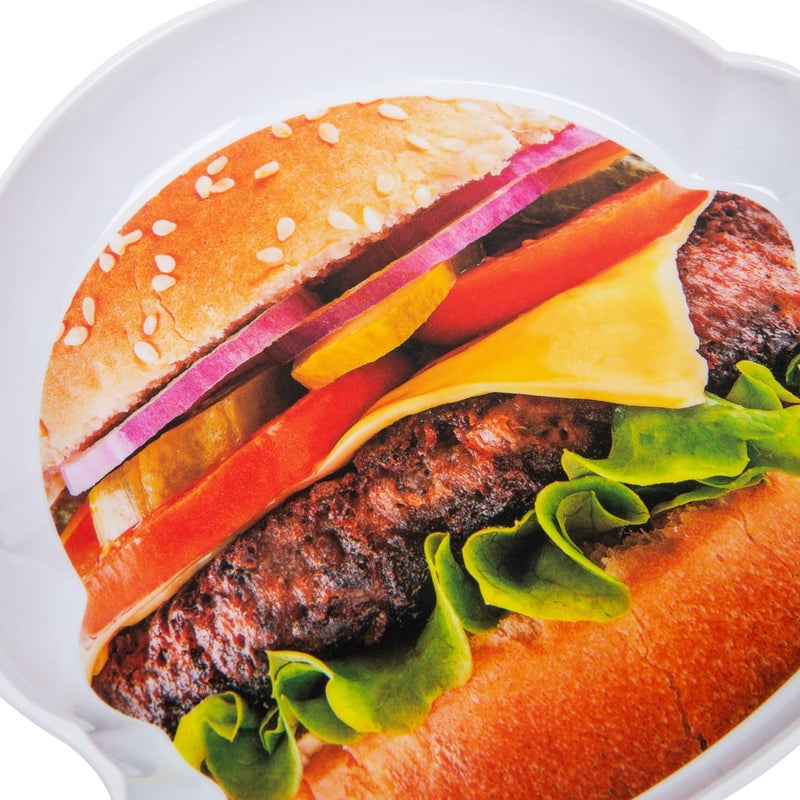 Mind Reader Burger Serving Plate Set Hosting Essentials Outdoor Kitchen Accessory Melamine 7 L x 7 W x 1 H 4 pcs White - Image 4