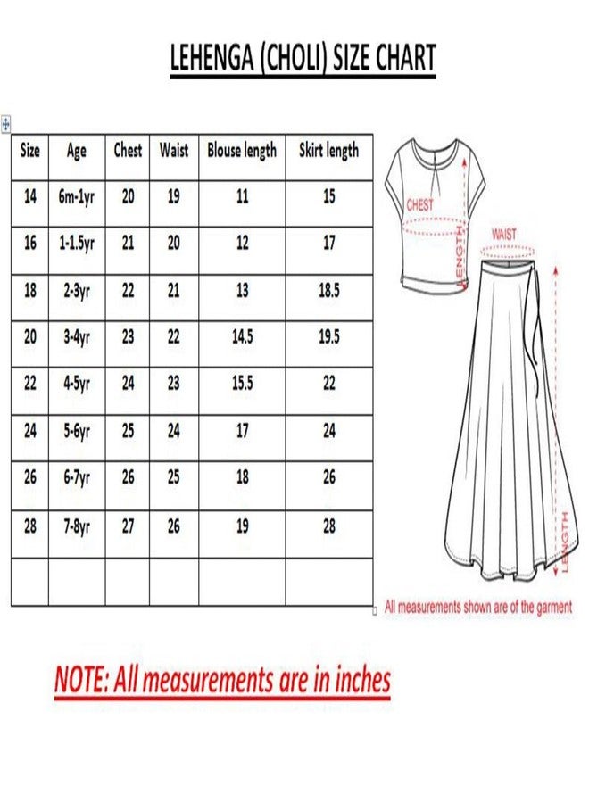 Stanwells Kids Lehenga Choli For Girls Floral Pattern Traditional Dress Ethnic Wear Peacock Cotton Silk Kerala South Indian Pattu Pavadai Lehenga (Cream & Pink 1-2 Years) | Finish Type: Readymade - Image 3