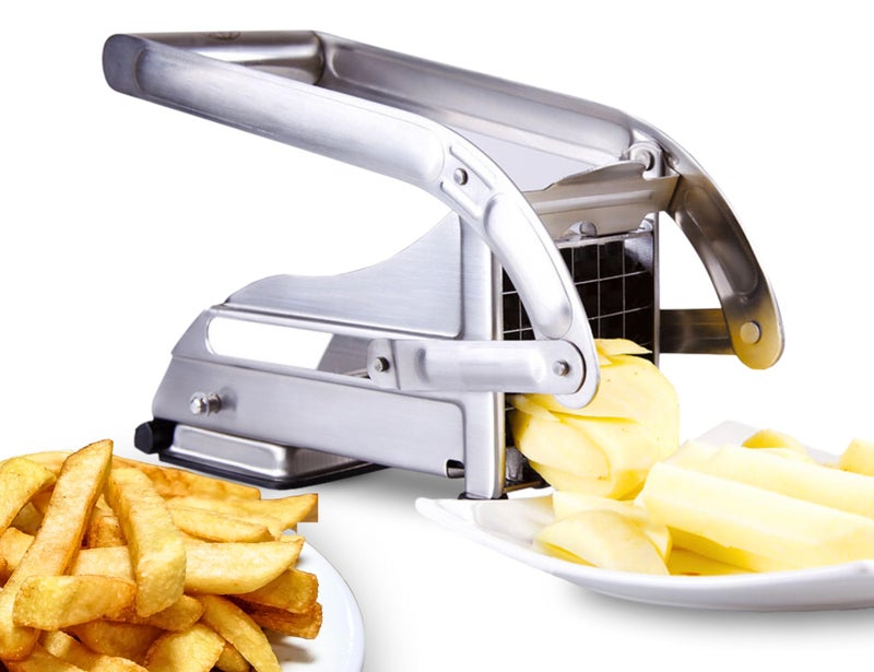 ICO French Fry Cutter 2blade Potato Slicer French Fry Cutter For Potatoes with Nonslip Suction Lock Technology Stainless Steel French Fry Press