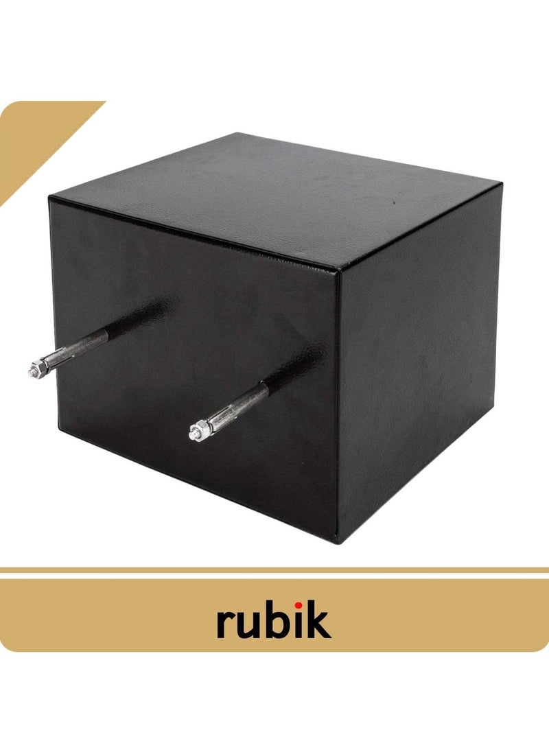 Rubik - Mini Electronic Digital Security Safe Deposit Box With Electronic Keypad Lock and Physical Key For Home Office Hotel Jewelry Passport Watches Cash Storage 23x17x17cm (Black) - Image 1