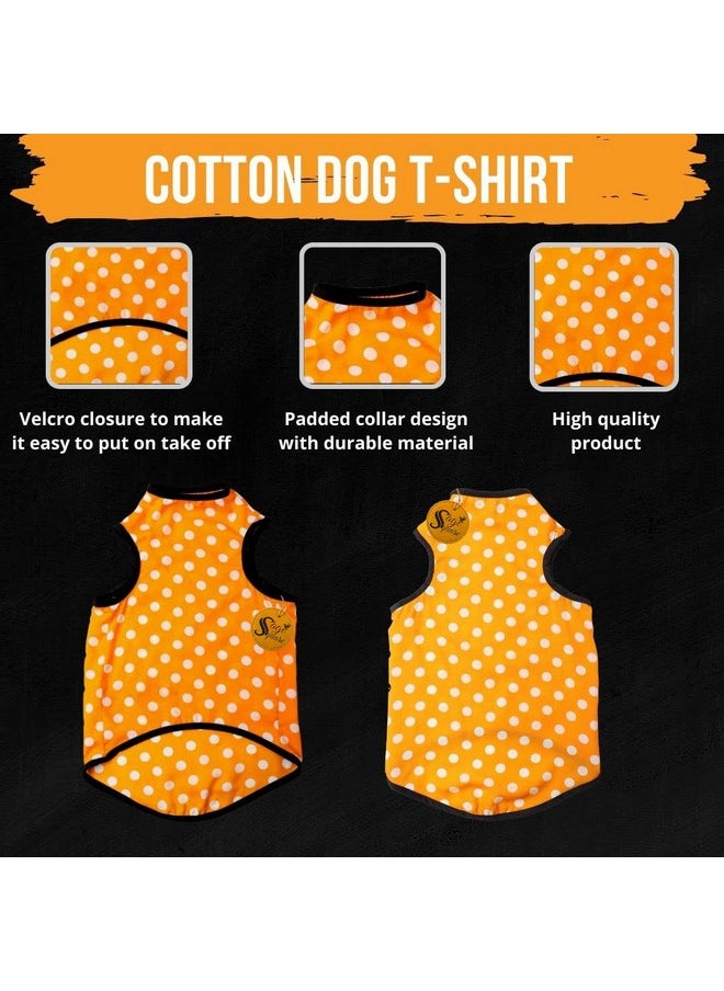 Sage Square Funky Soft Material Dog T-Shirt | Cool/Funky Print Pet | Soft Light Weight | Comfortable & Breathable Dog Clothing | Trendy Vest Outfit (Large - 22 Inch) (Polka Orange)  - Image 5