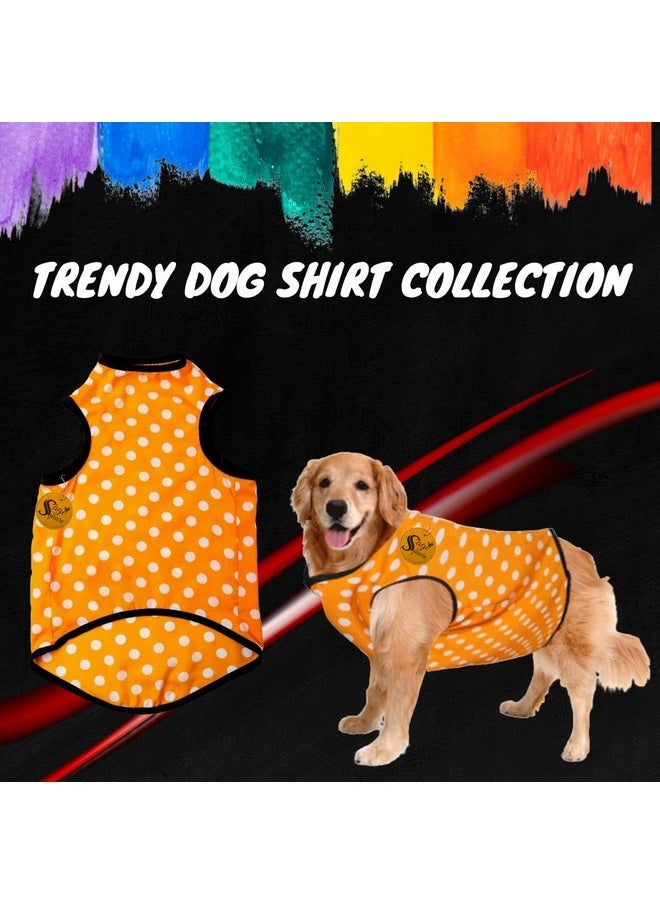 Sage Square Funky Soft Material Dog T-Shirt | Cool/Funky Print Pet | Soft Light Weight | Comfortable & Breathable Dog Clothing | Trendy Vest Outfit (Large - 22 Inch) (Polka Orange)  - Image 2