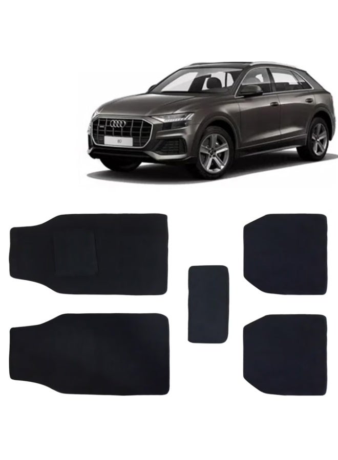 Classic Kingsway Carpet Style Universal Car Floor Mats for Audi Q8, 2020 onwards, Anti-Slip Car Floor Mats in Black, Complete 5-Piece Set, Executive Series - Image 1