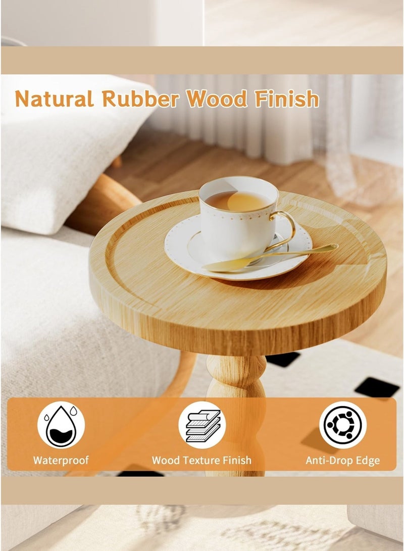 MASINGAA Solid Wood Coffee Table, Small Side Table for Small Spaces, Drink Table, Sturdy Wooden Base End Tables for Living Room, Bedroom, Corners, and Office, Natural, 9.4"W×23.8"H - Image 4