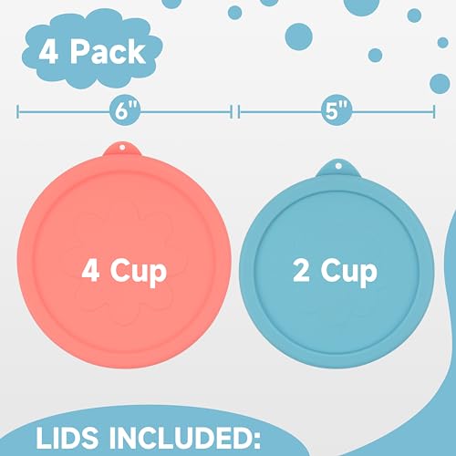 VIOTIIN 2 Cup 4 Cup Silicone Replacement Lids Storage Cover for Anchor Hocking Glass Bowls (Container not Included) 4 Pack Microwave, Dishwasher and Freezer Safe - Image 2
