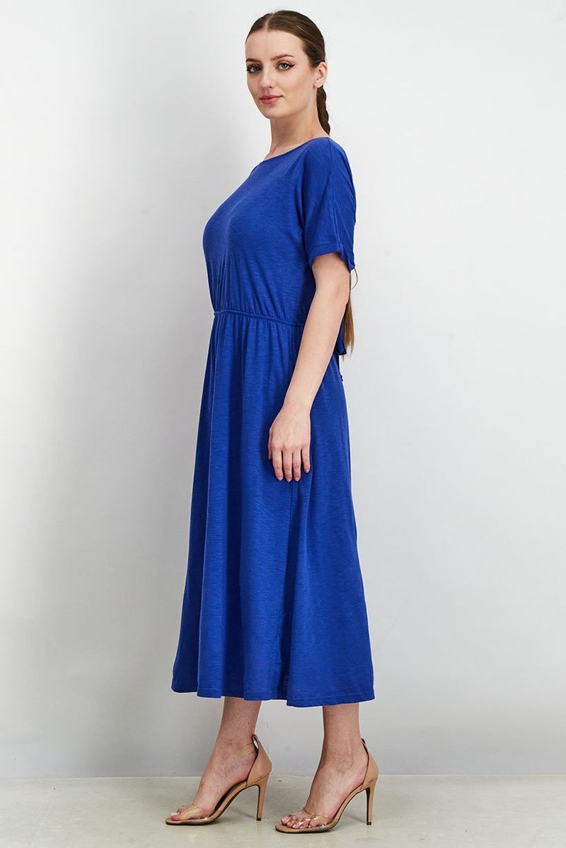 Tchibo Women Short Sleeve Solid Jersey Dress, Navy - Image 2