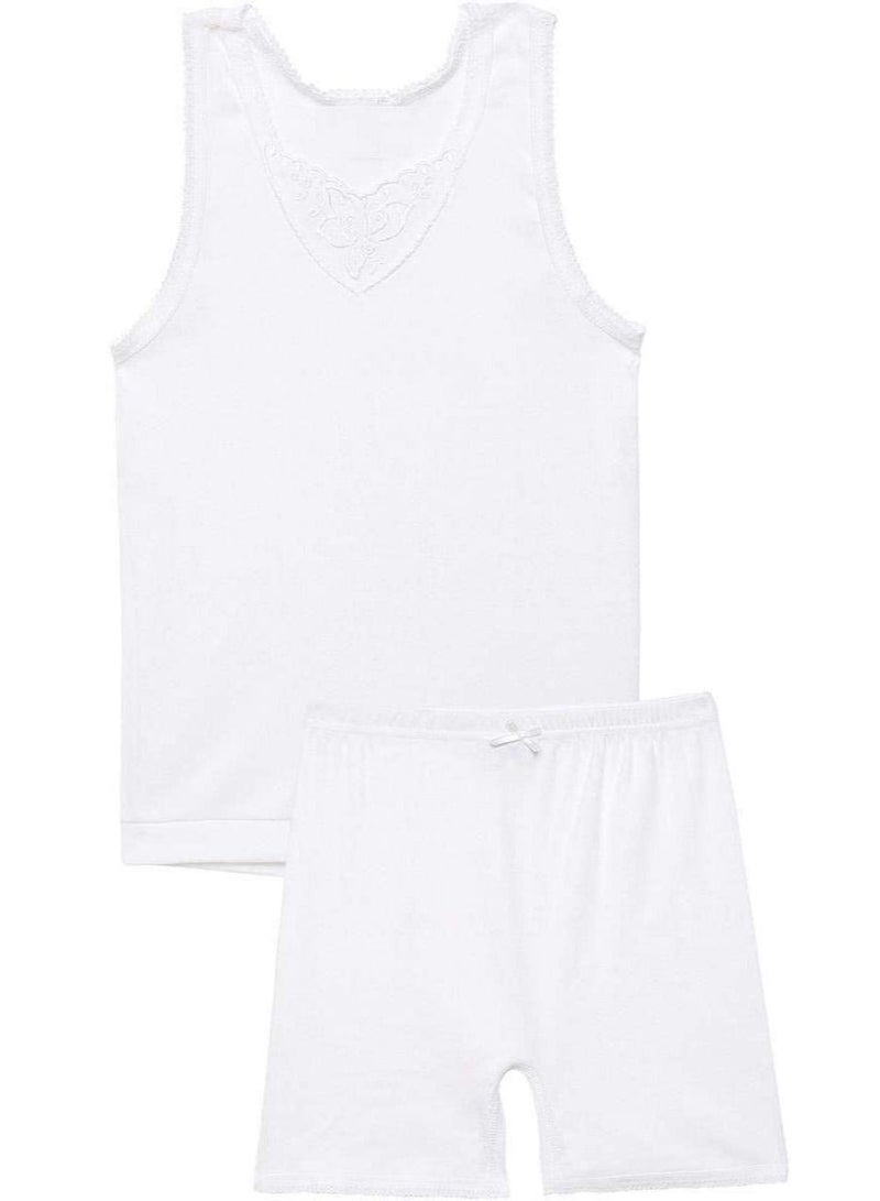 Everyone EVERYONE Girls White Cotton Vest and Boxer Underwear Set  - Image 2