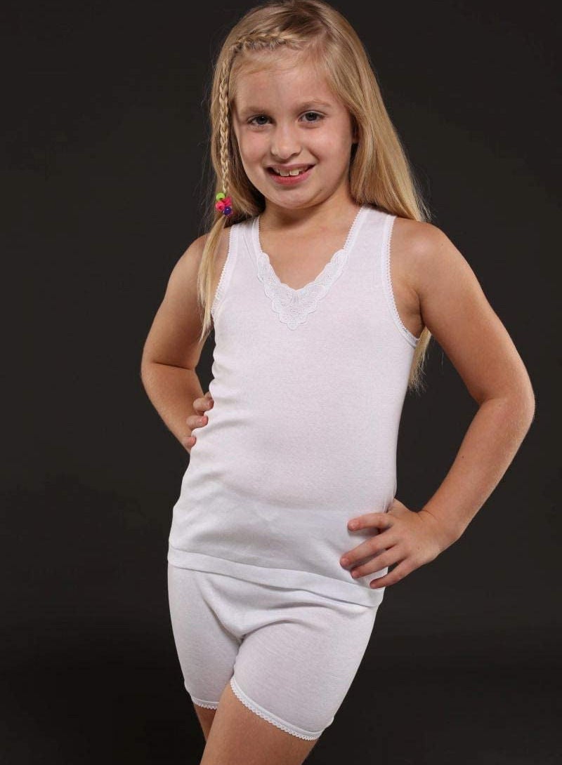 Everyone EVERYONE Girls White Cotton Vest and Boxer Underwear Set  - Image 1