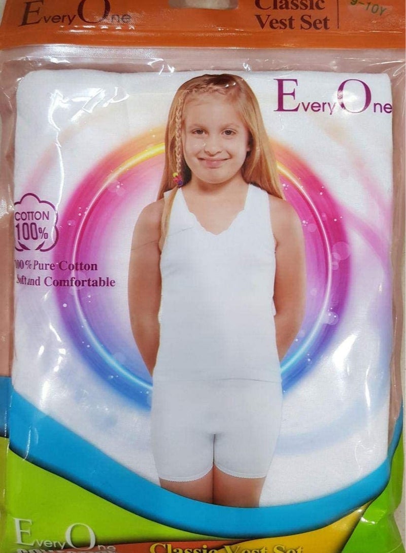 Everyone EVERYONE Girls White Cotton Vest and Boxer Underwear Set  - Image 3