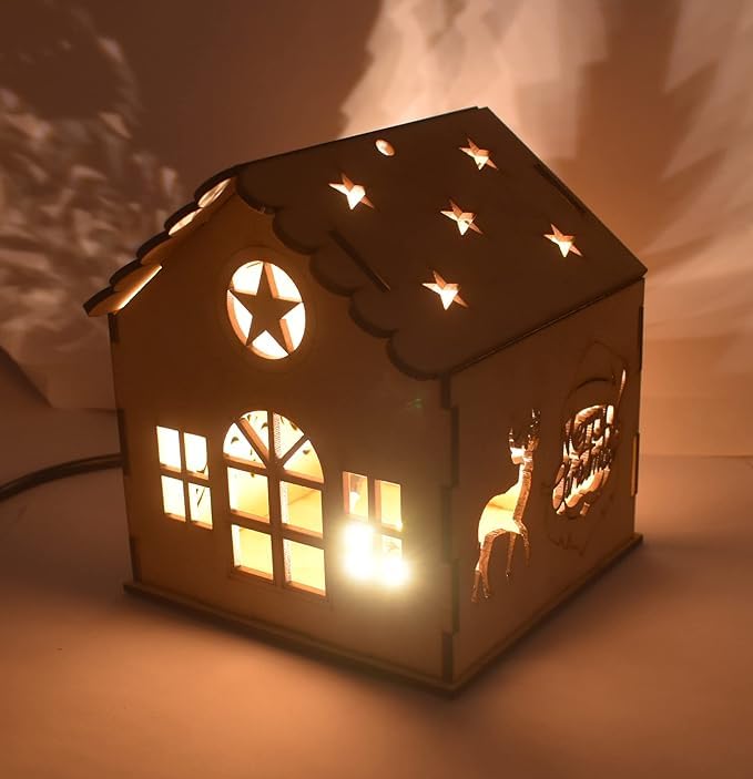 Partunay 1 Pcs Christmas Wooden House Xmas Tree Christmas Desk Top Table Decoration Tree Hanging Ornaments Christmas Decoration Items Christmas Xmas Tree Decor - Image 4