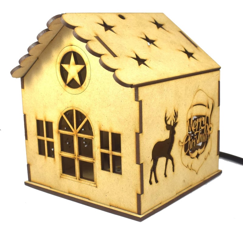Partunay 1 Pcs Christmas Wooden House Xmas Tree Christmas Desk Top Table Decoration Tree Hanging Ornaments Christmas Decoration Items Christmas Xmas Tree Decor - Image 1