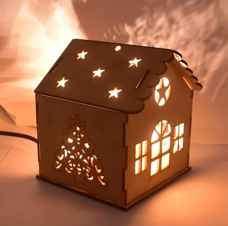 Partunay 1 Pcs Christmas Wooden House Xmas Tree Christmas Desk Top Table Decoration Tree Hanging Ornaments Christmas Decoration Items Christmas Xmas Tree Decor - Image 3