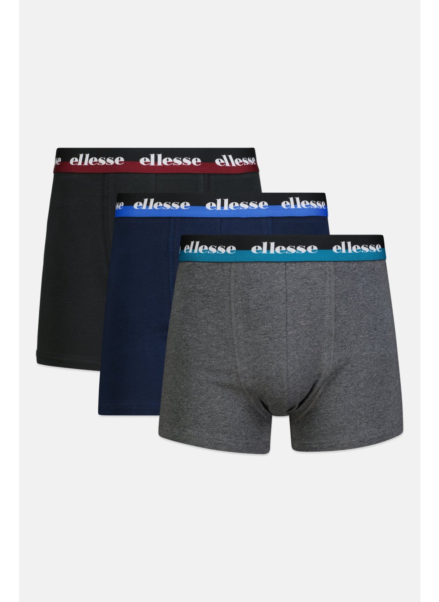 Ellesse Men 3 Pieces Brand Logo Trunks, Multicolor  - Image 1