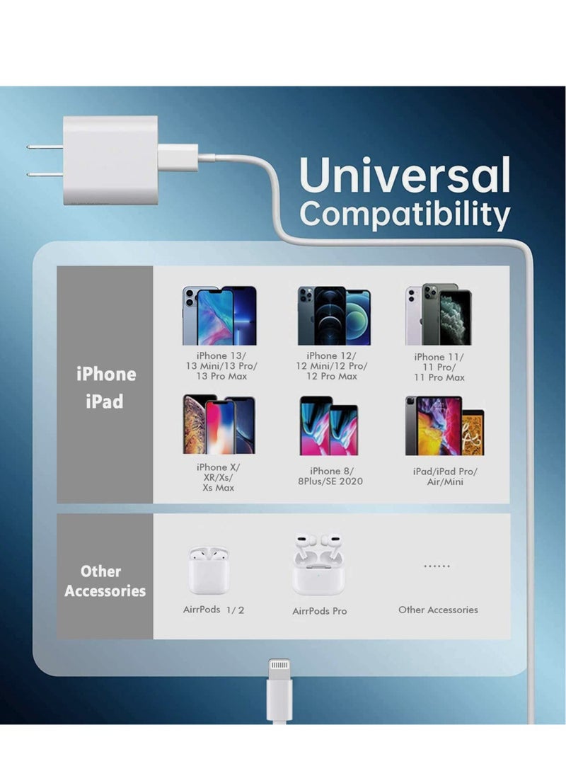 iPhone 12 13 Fast Charger,Fast iPhone Charger [Apple MFi Certified]Lightning Cable 20W Type C Charger USB C Fasting Charging Plug Adapter Compatible with iPhone13/13 Pro Max/12/12 Pro/11/XS/XR/X,iPad