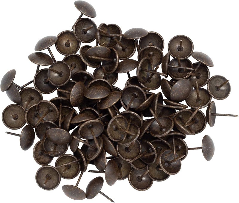 ComfortStyle Premium Upholstery Tacks, Nailhead Decorative Trim for Furniture, 5/8" Diameter, 100 Nails (Dark Antique Brass) - Image 2