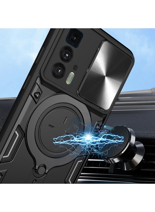 اس-توب جراب لهاتف موتورولا إيدج 20 برو مزود بحامل مغناطيسي منزلق وملمس CD - Image 4