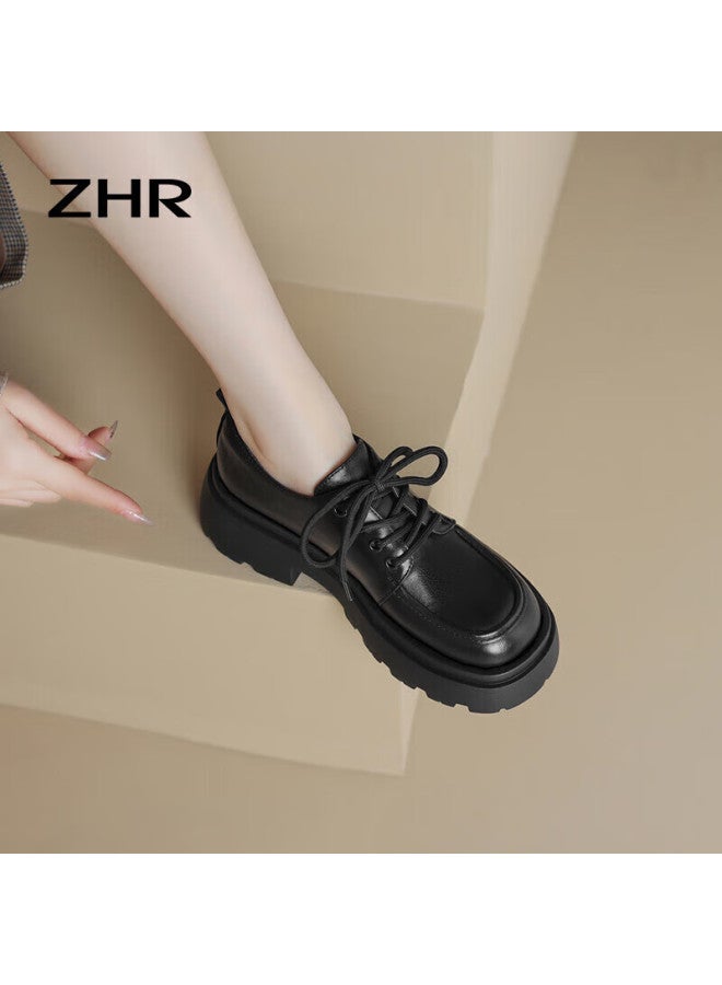 Zhr Loafers For Women, Preppy Style, Youthful Thick-soled Flats, Soft And Cute, Versatile Women's Shoes, Pjf01, Black, Size 39 - Image 3