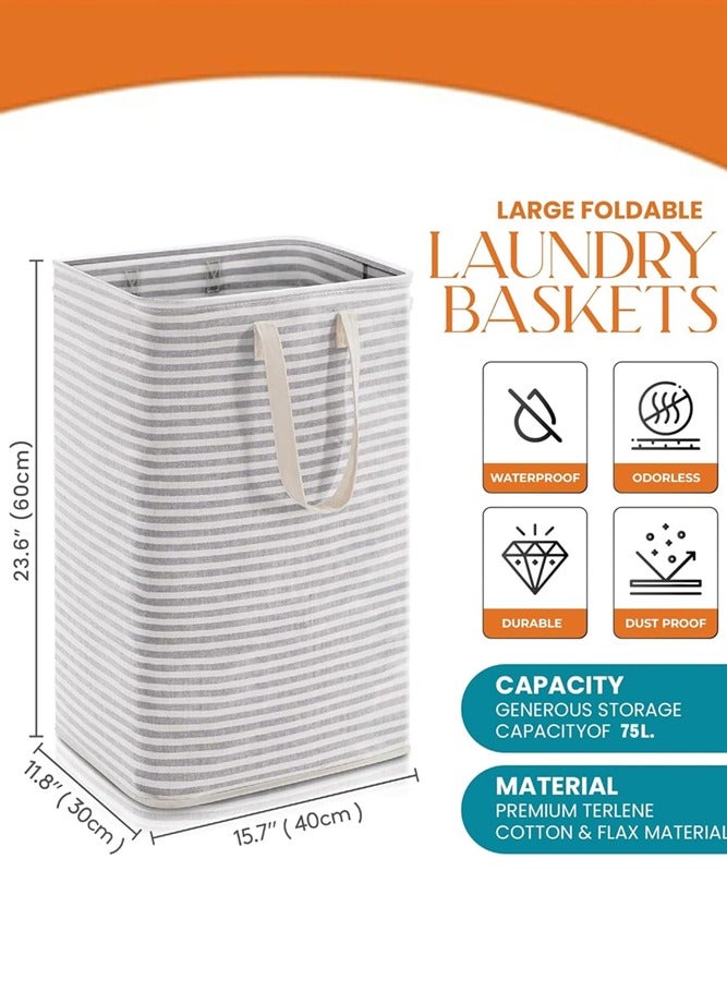 BELLSBERRY 75L Laundry Hamper Foldable Waterproof Laundry Basket with Handles - Image 2