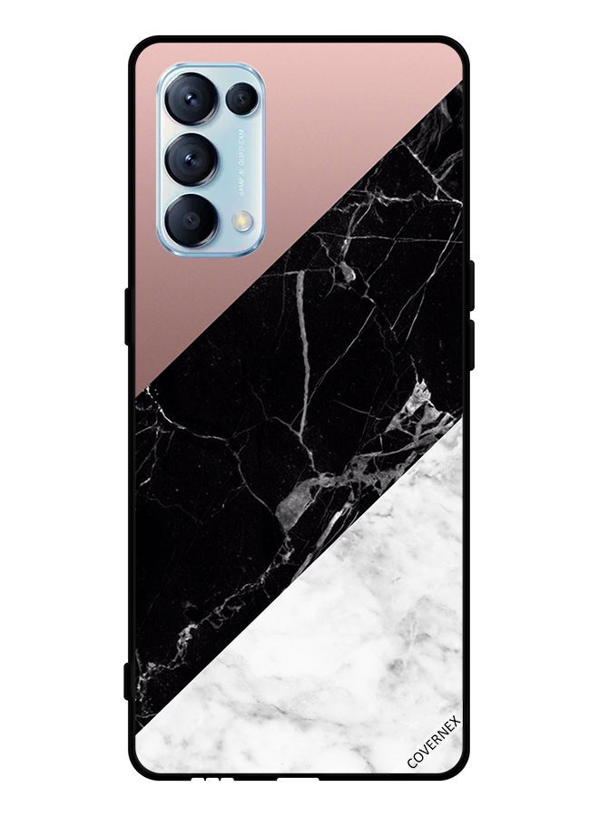 Covernex Protective Case Cover For Oppo Reno5 Pro 5G White Black Marble Top Is Plain Pattern - Image 1