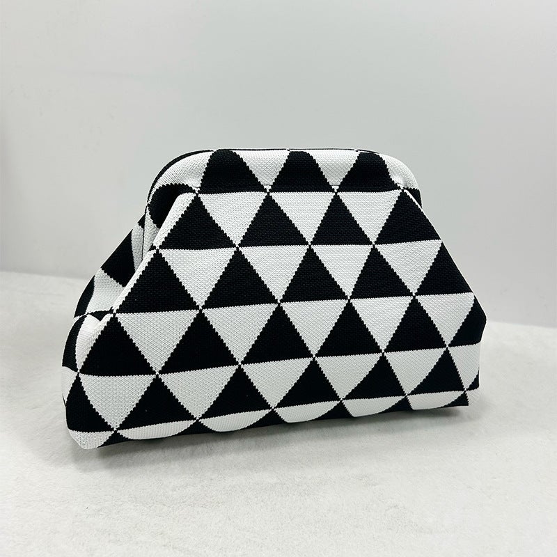 2025 New Knitted Handbag Striped Cloud Large Capacity Daily All-Match Contrast Color Woven Bag - Image 1