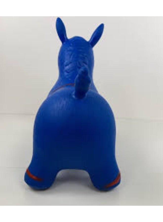 لعبة القفز والارتداد القابلة للنفخ على شكل حصان للأطفال، لون أزرق - Image 3