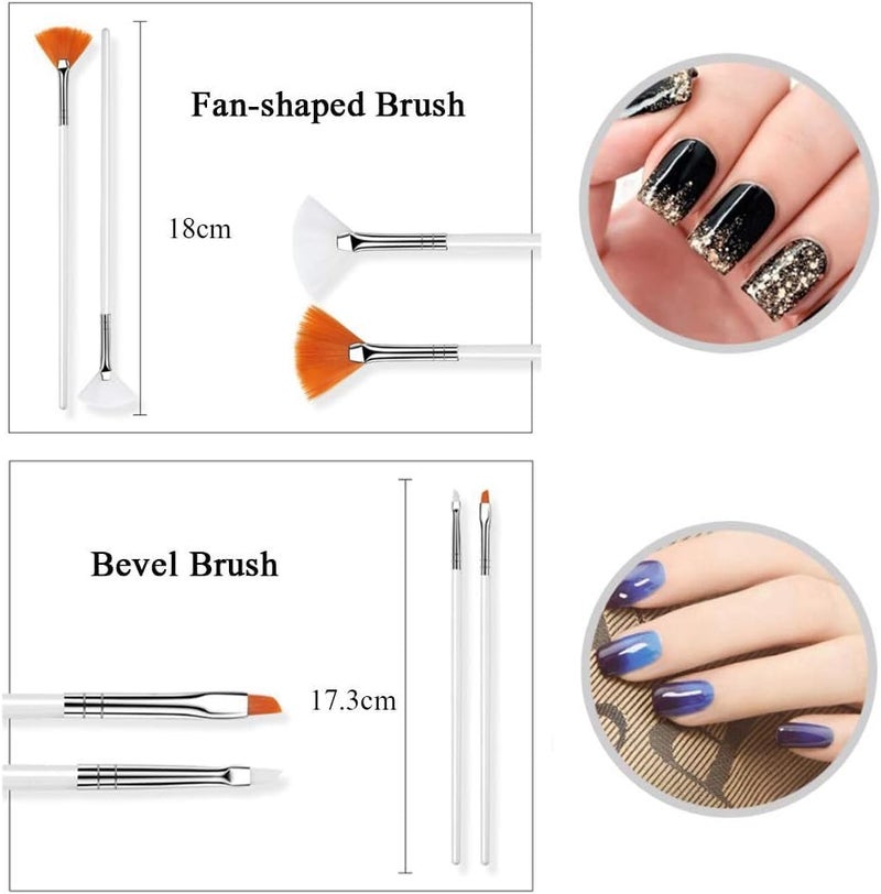NAILWIND 28 pcs Nail Art Brush kit,15 pcs Nail Art Brushes Kit with 5 pcs Nail Dotting Pens, 3Pcs Nail Art Liner Brush, 5 Pcs Silicone Nail Art Sculpture Pen, Dual Tipped Silicone Rhinestone Nail Polish Carving Pen, Multicolored - Image 3