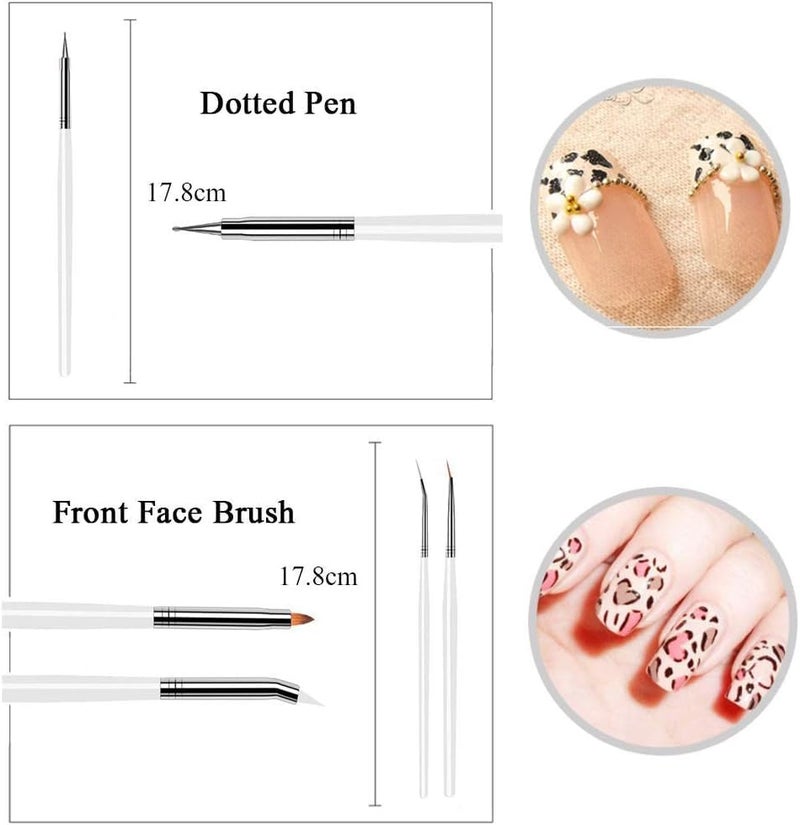 NAILWIND 28 pcs Nail Art Brush kit,15 pcs Nail Art Brushes Kit with 5 pcs Nail Dotting Pens, 3Pcs Nail Art Liner Brush, 5 Pcs Silicone Nail Art Sculpture Pen, Dual Tipped Silicone Rhinestone Nail Polish Carving Pen, Multicolored - Image 5
