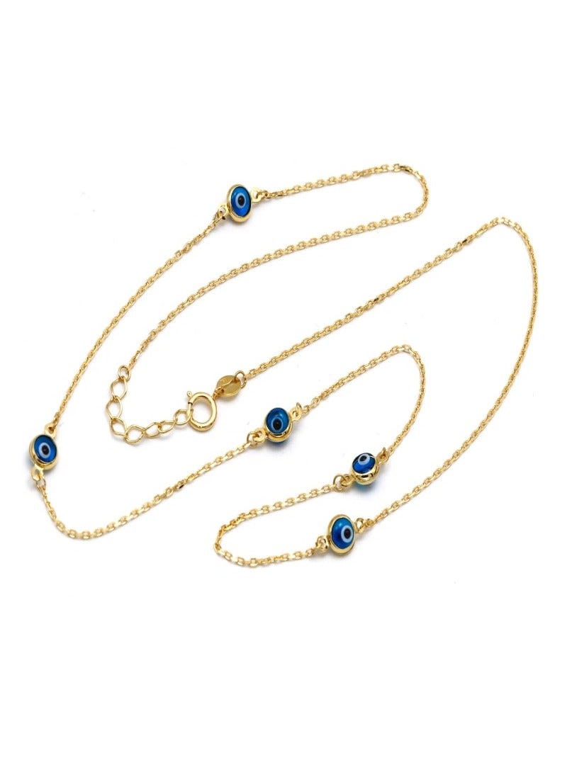 جولد زون Real Gold Evil Eye Choker Adjustable Size Necklace  - Image 1