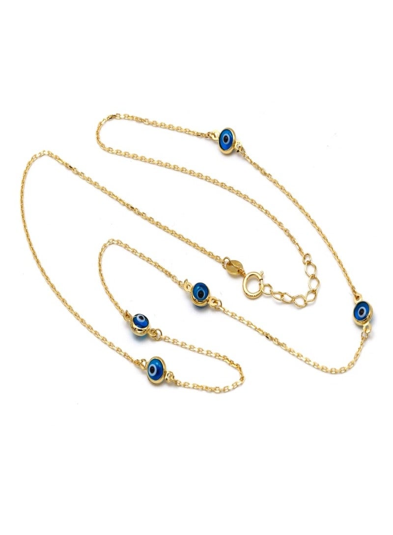 جولد زون Real Gold Evil Eye Choker Adjustable Size Necklace  - Image 5