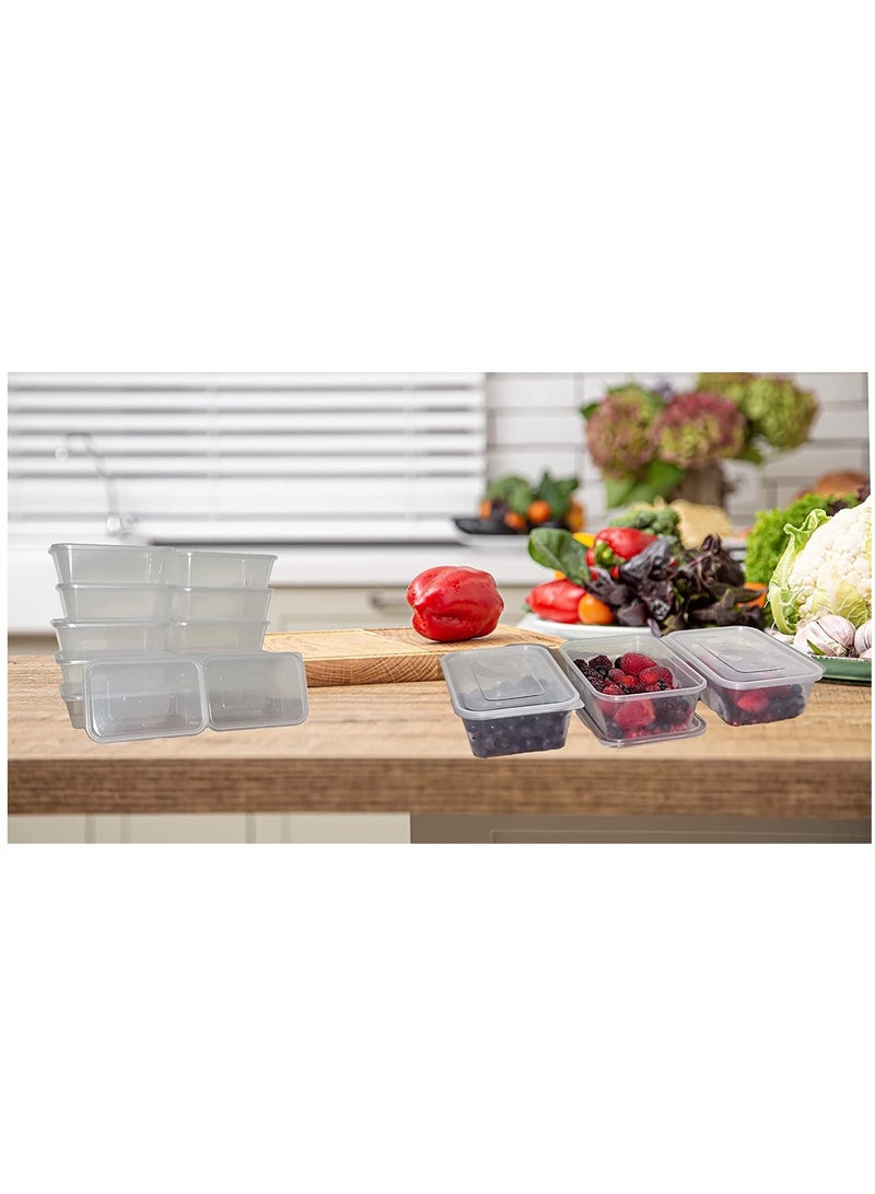 vsell24 50 قطعة حاويات بلاستيكية شفافة سعة 750 مل مع أغطية للوجبات الجاهزة وحزم المكتب وتخزين التوابل - Image 2