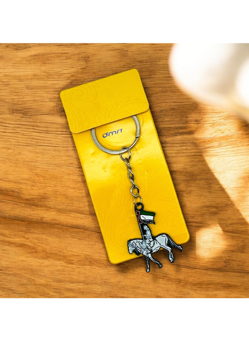 MARIO DRAFTS MARIO DRAFTS Horse Rider Flag Metal Keychain, Metal Chain, Silver and Grey  - Image 4