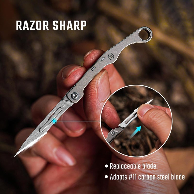 Barakah سكين جيب تيتانيوم مدمجة – شفرة قابلة للطي فائقة الحدة، خفيفة الوزن، أساسية للاستخدام اليومي في التخييم، المشي، والمغامرات الخارجية - Image 3